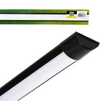 Luminaria Preta 36w Sobrepor Slim 100cm Branco Quente 3000k