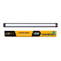 Luminária Preta Calha Slim LED 18W 6500K Branco Frio Bivolt