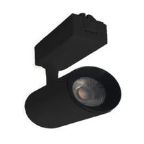 Luminária Preta Trilho Spot Led 7W 3500K Branco Quente