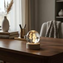 Luminária Primeira Eucaristia Menina Led Bola De Vidro Cabo USB Luminária Primeira Eucaristia Menina Led Bola De Vidro Cabo USB