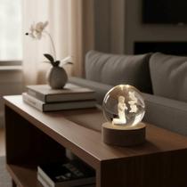 Luminária Primeira Eucaristia Menino Led Bola De Vidro Cabo USB Luminária Primeira Eucaristia Menino Led Bola De Vidro Cabo USB
