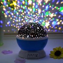 Luminária Projetor de Estrelas Galaxy Abajur Rotativa Giratória Globo 360 USB Mesa Quarto Infantil Criança Azul Teto Céu Galáxia Lua Luz Noturna