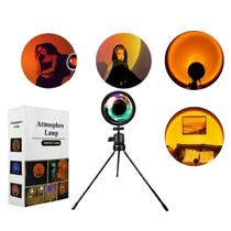 Luminaria Projetor de Led Luz Quente Abajur Por do Sol 110/220 USB Quarto Sala