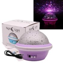Luminaria projetor de teto efeito estrelado lua para criancas bebes adultos quarto globo giratorio lilas