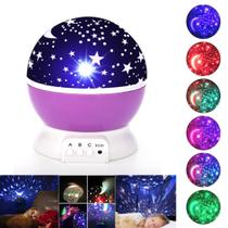 Luminária Projetor LED Lua Céu Estrelado RGB 3000K Lilás Pilha USB Luminária Projetor LED Lua Céu Estrelado RGB 3000K Lilás Pilha USB