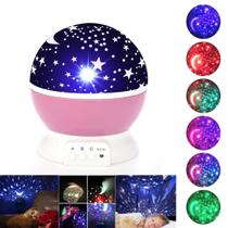 Luminária Projetor LED Lua Céu Estrelado RGB 3000K Rosa Pilha USB Luminária Projetor LED Lua Céu Estrelado RGB 3000K Rosa Pilha USB