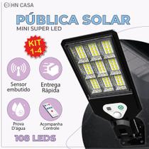 Luminária Pública Luz Solar Externo 108 LEDS Com Controle Remoto Refletor LED Transparente Sensor De Movimento Ajustável Luminária Pública Luz Solar Externo 108 LEDS Com Controle Remoto Refletor LED Transparente Sensor De Movimento Ajustável