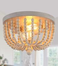 Luminária Q&S Boho Wood Beaded Chandelier 30x21 cm 2-Lights