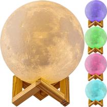 Luminária Quarto Lua Cheia Bateria 15cm Led RGB Usb Touch Luminária Quarto Lua Cheia Bateria 15cm Led RGB Usb Touch
