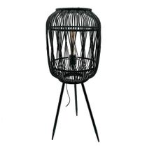 Luminaria Rattan Preta Base Tripé Fino Acabamento