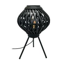 Luminaria Rattan Preta Design Transversal Base Tripé