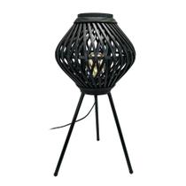 Luminaria Rattan Preta Maior Design Transversal Base Tripé