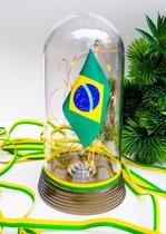 Luminária Redoma / Cúpula com Bandeira do Brasil Luzes de LED Quente