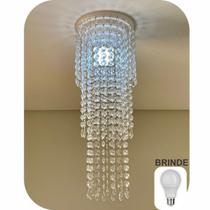 Luminária Redonda Cristal Acrílico 03 camadas 17x48 cm + Lâmpada LED Perfeita para o seu ambiente