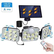Luminária Refletor Lâmpadas Solar Led Externa Sensor 138 leds Trio Jardim 270