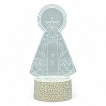 Luminária Rgb Nossa Senhora Floral Delicada Base Branca 19cm Luminária Rgb Nossa Senhora Floral Delicada Base Branca 19cm