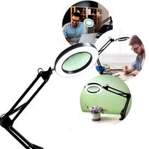 Luminária RingLight com Lupa LED Articulada para Mesa
