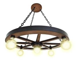 Luminária Roda De Carroça 5 Bocal 60 Cm 110/220 V Kit 5 Peça