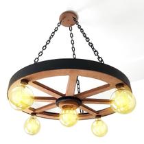 Luminária roda de carroça 5 bocal 65 cm - Kit 4 peças