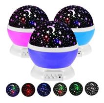Luminária Rotativa Projetor De Estrelas Lua Abajur Cores Usb - STAR MASTER