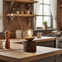 Luminária Rústica Mesa e Parede Tronco e Colher E27 Bivolt