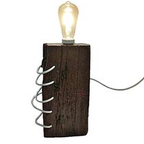 Luminária Rústica Mesa Madeira Demolição E27 Bivolt 30x15cm Luminária Rústica Mesa Madeira Demolição E27 Bivolt 30x15cm