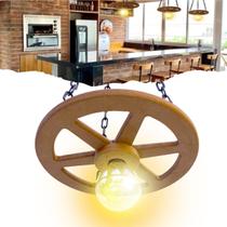 Luminária Rustica Roda De Carroça Pendente Lustre De Teto 1 Bocal 30cm Diâmetro 110/220V Luminária Rustica Roda De Carroça Pendente Lustre De Teto 1 Bocal 30cm Diâmetro 110/220V
