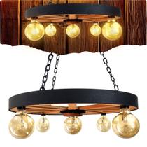 Luminária Rustica Roda De Carroça Pendente Lustre De Teto 5 Bocal 60cm Diâmetro 110/220V
