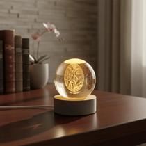 Luminária São Miguel Arcanjo Led Bola De Vidro Cabo USB