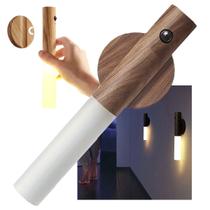Luminaria Sensor Movimento Detecta Presença Bastao Led Recarregavel USB Luz Parede Quarto Sala Casa Base Magnetica