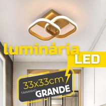 Luminária Sobrepor Dourada Elegante LED 22W Bivolt Teto Escritório Corredor Sala Três Tons de Luz