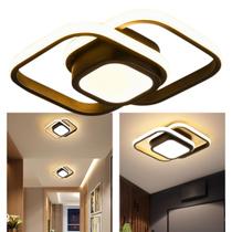 Luminária Sobrepor LED 26W Moderna Iluminação Central e Lateral Preta Bivolt 29x29 Quadrada Luxuosa