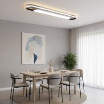 Luminária Sobrepor LED 3 em 1 Três Tons de Luz Bivolt Longa 80cm Difusor Central e Lateral Elegante