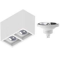 Luminária Sobrepor P/ 2 Lâmpada Boxit + 2 Lâmpada AR111 12W 4000K