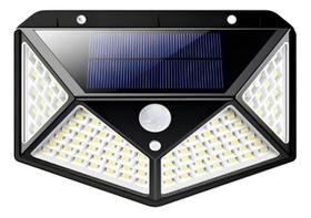 Luminaria Solar 100 LED Com Sensor De Presença Para Jardim E Área Externa a Prova D'Água Automática Acende ao Escurecer