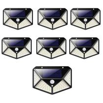 Luminaria Solar 100 Led Sensor Movimento Kit 7 Und Spot