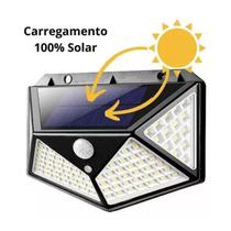 Luminária Solar 100 Leds com Sensor Presença Luz Led