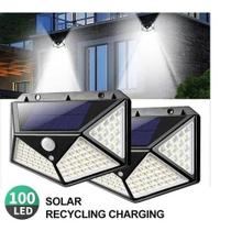 Luminária Solar 100 LEDS Sensor Jardim Á Prova D Água