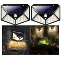Luminaria Solar 100 Leds Sensor Presença 3 Funçoes Kit 2 Uni Luminaria Solar 100 Leds Sensor Presença 3 Funçoes Kit 2 Uni