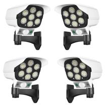 Luminaria Solar 180w Camera Falsa Sensor Movimento Controle Kit 4 Und Led Casa Iluminaçao Externa Segurança Luz