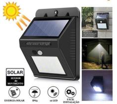 Luminaria solar 30 leds recarregavel a luz solar com sensor de presença