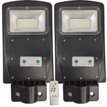 Luminaria Solar 60w Poste 2 unidades Led Controle e Sensor de Movimento Parede Rua Jardins