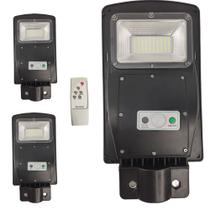 Luminaria Solar 60w Poste Rua 3 unidades Sensor de Movimento Controle Led Iluminaçao Jardins Areas Externas