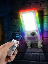 Luminária Solar 77 LEDs Sensor de Presença 4 Modos Luz RGB Área Externa 20W À Prova DÁgua IP65