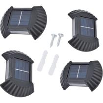 Luminaria Solar Arandela Parede Spot Balizador Kit 4 Und Resistente Decorativo Iluminaçao Jardim Quintal Casa Luz Segurança
