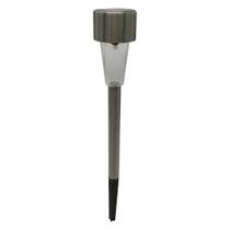 Luminária Solar Balizador Espeto Jardim Decoração LED Branco Frio 6000K Aço Inox