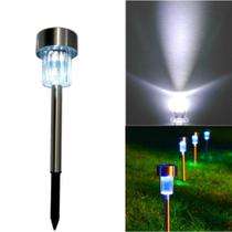 Luminaria solar balizadora espeto jardim led automatica em inox lampada poste recarregavel luz decoração - Yeet