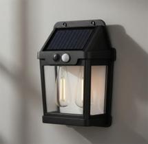 Luminária Solar C/ 2 Lâmpadas Filamento Sensor De Movimento