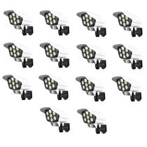 Luminaria Solar Camera Falsa Kit 12 Uni Sensor de Proximidade 77 Leds 3 Funções Iluminaçao Rua Fachada Segurança
