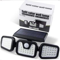 Luminária Solar De Parede Led Cob 3 Cabeças Giratórias Split Com Sensor De Movimento